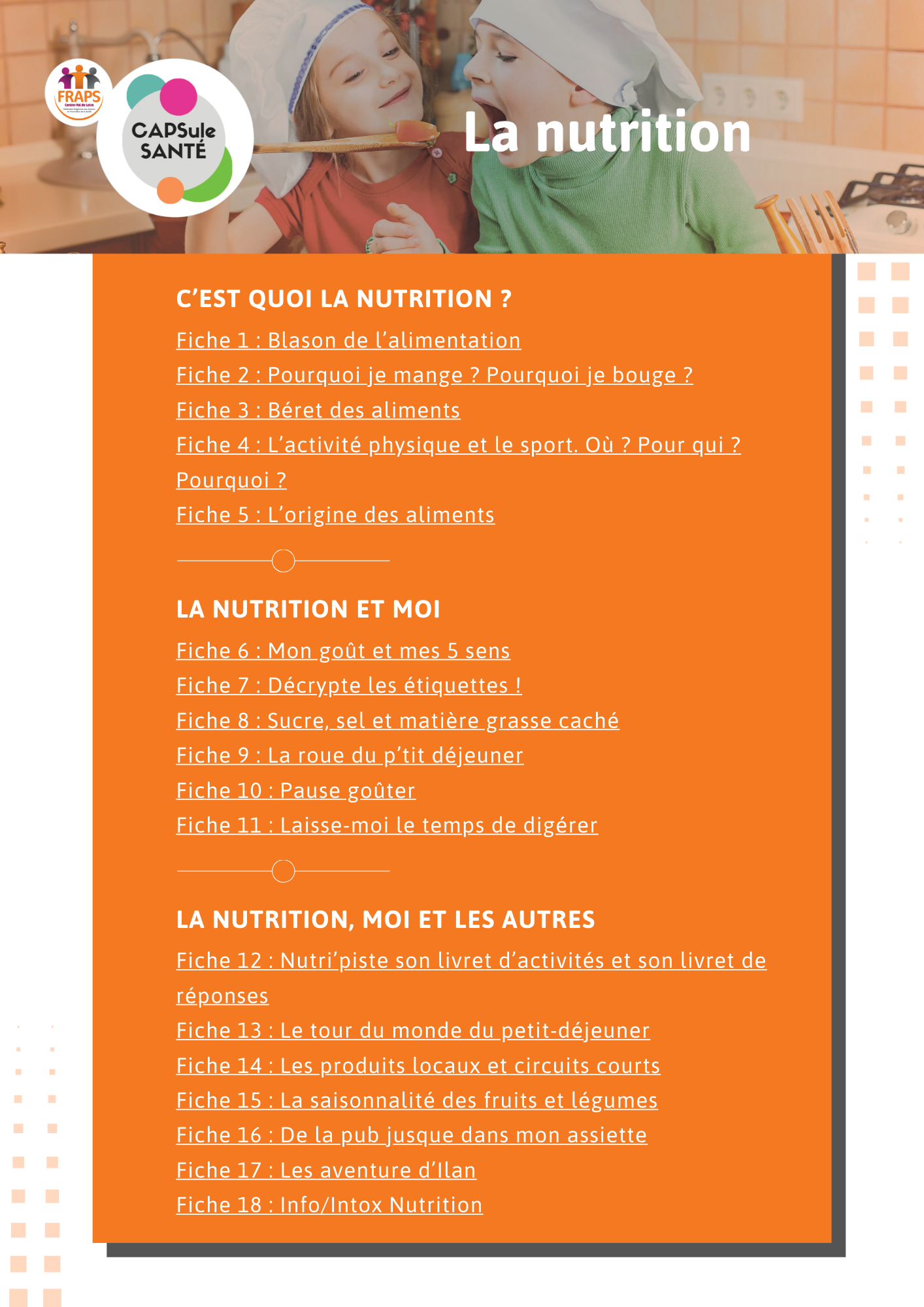 Sommaire CAPSule Santé Nutrition