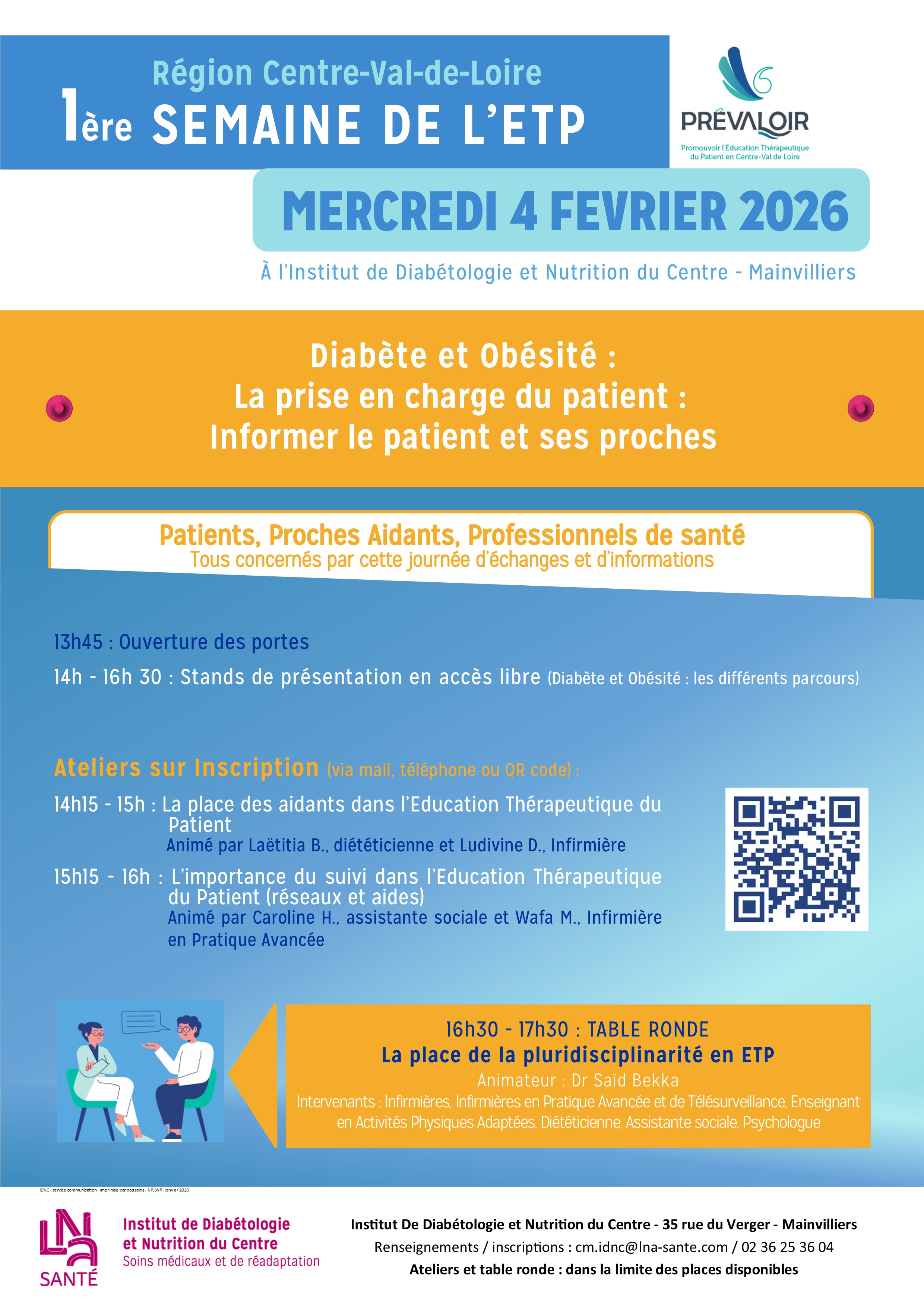 Mercredi 4 février : Diabète et obésité – La prise en charge du patient : Informer le patient et ses proches